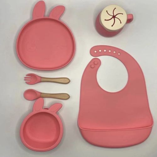 spot goods grid children‘s tableware set baby cartoon silicone food supplement bowl set baby silica gel sucker plate