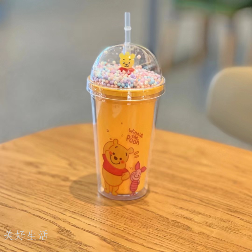 new creative cartoon double-layer plastic cool drinks cup foreign trade export online hot products student boys and girls gift cup