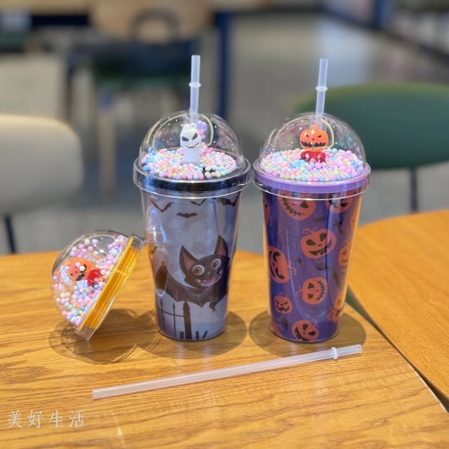 new creative foreign trade export amazon halloween featured double cartoon plastic cold water cup