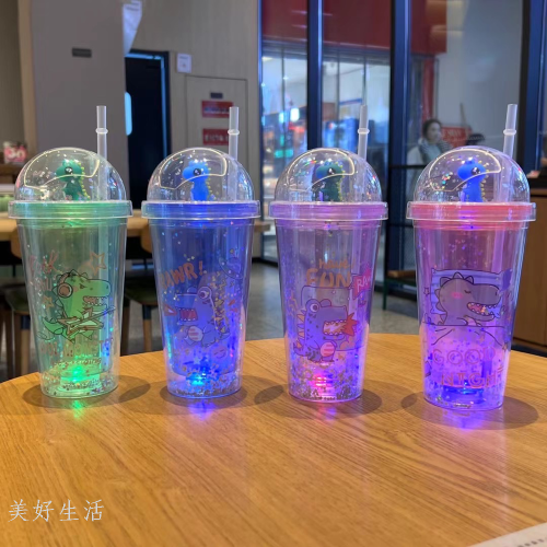 new hot sale cartoon double layer ice cup online amazon hot product student water cup cup low price running straw