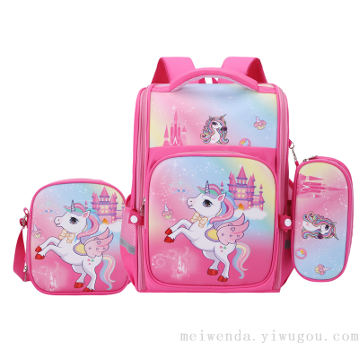 New Arrival Practical Large Capacity Three-Piece Primary School Student Schoolbag Lightweight Backpack Wholesale