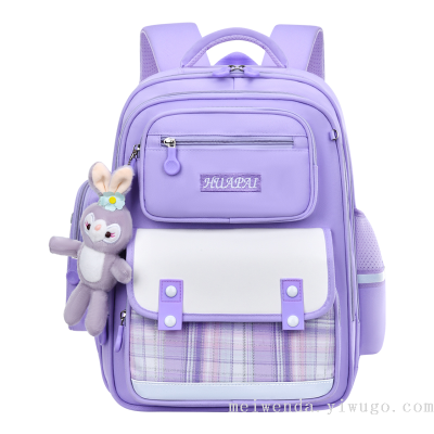 One Piece Dropshipping Fashion Simple Plaid Student Grade 1-6 Schoolbag Spine Protection Burden Alleviation Backpack