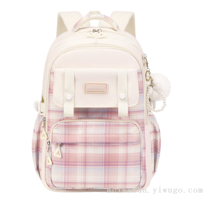 One Piece Dropshipping Korean Style Plaid Student Schoolbag Burden Reduction Waterproof Backpack