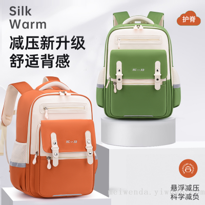 Cross-Border New Arrival Student Schoolbag 1-6 Grade Backpack Burden Reduction Easy Storage Bag