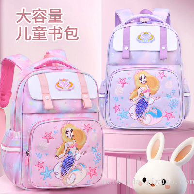 Cross-Border Cartoon Student Schoolbag Portable Burden Alleviation Bapa rge Capacity Bag