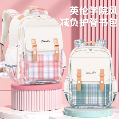 one piece dropshipping fashion plaid bag student schoolbag large capacity spine protection backpack wear-resistant bag