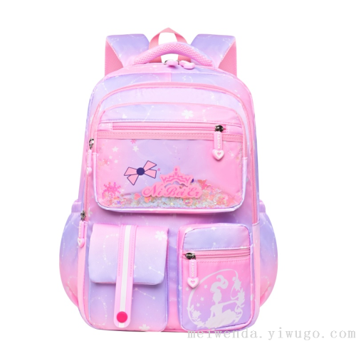 new fashion trendy student schoolbag lightweight multi-compartment easy storage waterproof children backpack