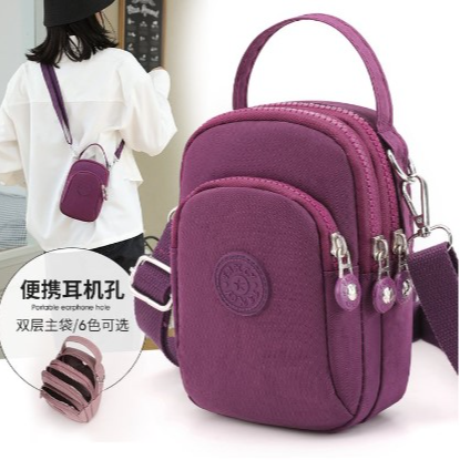 New nylon Shoulder Bag Solid Color Messenger Bag Multi-Zipper Convenient Outdoor Travel Mummy Small Shoulder Bag
