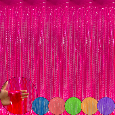 Festival Decorations 1*2M Colorful Metallic Tinsel Foil Fringe Curtain for Wedding Party Backdrop Decor