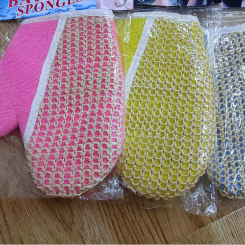 剑麻斜指手套强力去污搓澡巾泡浴擦手搓澡人体清洁巾