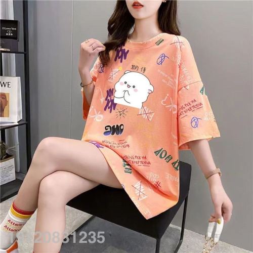 women‘s short sleeve summer 2024 spring and summer women‘s clothing cartoon cotton short sleeve loose korean style sweet short sleeve factory direct wholesale