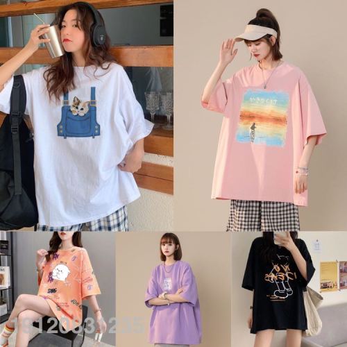 2024 new summer hot short sleeved t-shirt live broadcast women‘s short sleeve loose t-shirt foreign trade stall low price clear