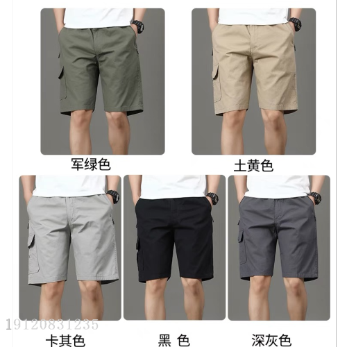 summer men‘s shorts multi-pocket casual overalls men‘s middle-aged and elderly large size loose shorts