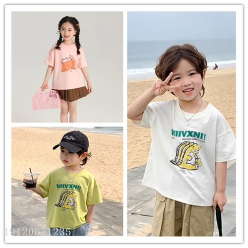 running cotton medium and large boys and girls summer short sleeve t-shirt new stall korean cartoon half sleeve wholesale