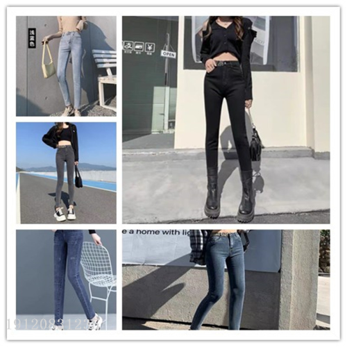 super stretch jeans women‘s korean-style high waist slimming large size all-match tight women‘s ankle-length pants women‘s wholesale