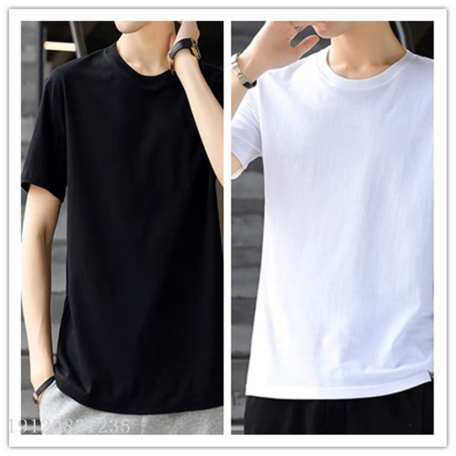 round neck cotton short sleeve t-shirt men‘s 2024 summer thin casual versatile half sleeve t-shirt wholesale
