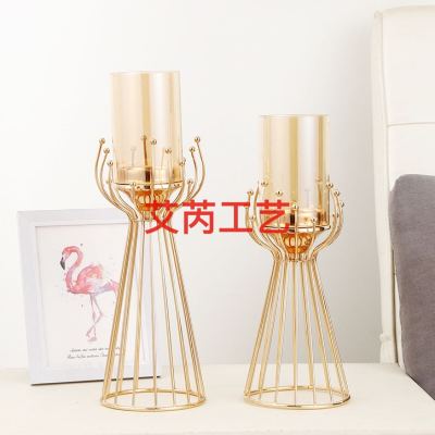European Creative Metal Crafts Wrought Iron Candlestick Ornaments Home Decoration Romantic Dining Table in Dining Room Candlestick Decoration