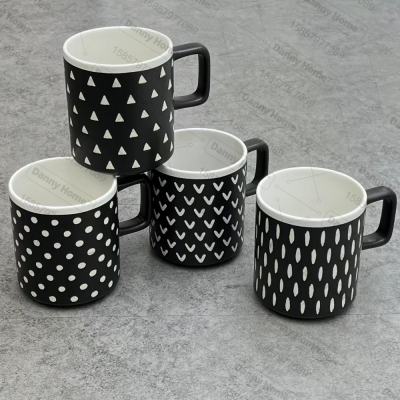Danny Hom380ml Large Capacity Mug Ceramic Black Shape Coffee Cup Milk Cup Household Daily Use
