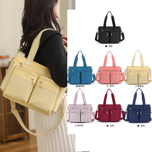2023 new women‘s bag casual simple fashion portable shoulder bag multi-functional large capacity solid color fresh tote bag