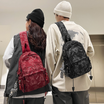 2024 New Men's and Women's Chest Bags Korean Style Simple Schoolbag Women's College Student's Bag