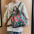 2024 New Ethnic Style Northeast Big Flower Trendy Casual Backpack Middle-Aged Mummy Bag Student Couple Schoolbag Female