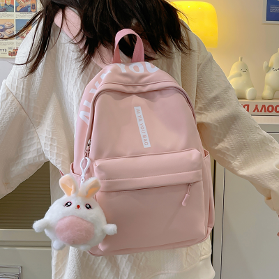 2024 Student Large Capacity Korean Leisure Bag Junior High School Student Solid Color Make-up Class Commuter Backpack