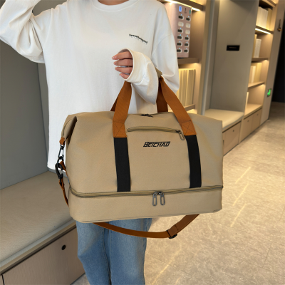New Women's Large Capacity Lightweight Wet and Dry Travel Bag Shoulder Crossbody Portable Travel Bag Texture Big Bag