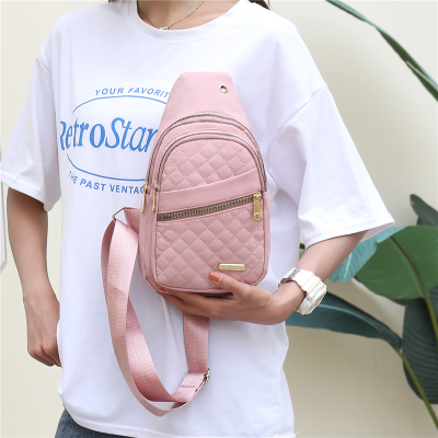Korean version of minimalist women's chest bag, new multi-layer embroidered thread, large capacity chest backpack, girl