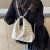 2024 French Retro Floral Bag Letter One-Shoulder Canvas Bag Travel Canvas Bag Spring and Summer South Korea Cloth Bag