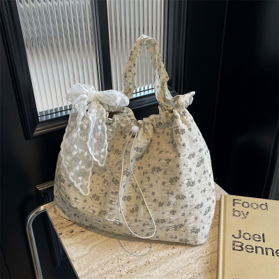 Fresh Floral Canvas Bag 2024 Summer New Tote Bag Versatile Large Capacity Fairy Bag Shoulder Messenger Bag