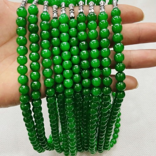 new imitation aventurine necklace malay jade round beads spinach green women‘s jade necklace internet celebrity live selection popular