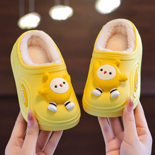 egg puff party children‘s cotton slippers cute boys and girls indoor cartoon baby slippers warm winter waterproof