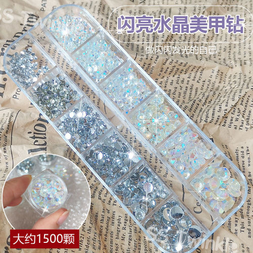 nail beauty rhinestone ornaments popular internet-famous crystal diamond rhinestone mixed 12 palace decoration nail beauty flat bottom rhinestone small jewelry