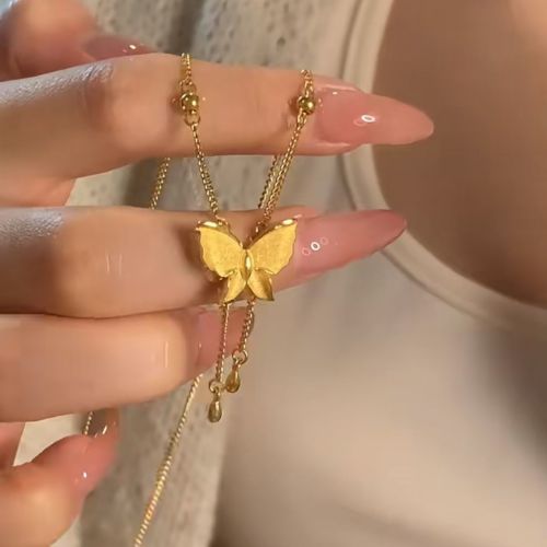 ancient inheritance new chinese style alluvial gold butterfly tassel necklace princess escape high sense minority all-match clavicle chain