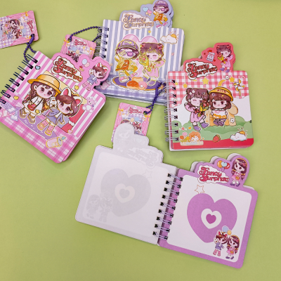 A7 Special-Shaped Color Page Coil Notebook Cute Portable Notes with Pendant Pockets Notebook Gilding Mini Notebook