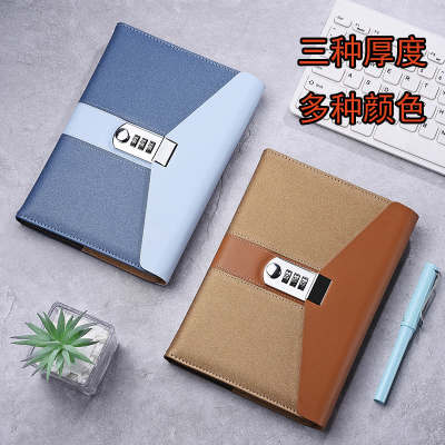 Password-Protected Noteboy A5 Polished Leather Notebook Diary with Lock Thickened Password-Protected Noteboy Wholesale