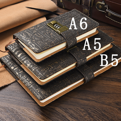 A5b5a6  Password-Protected Noteboy Diary Book European Retro Notebook Simple Thickened Notebook Notepad Wholesale