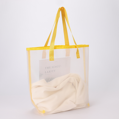 Nylon Mesh Shopping Bag Transparent Large Capacity Clothing Buggy Bag Breathable Beach Bag Travel Swim Bag