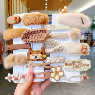 Autumn and Winter new plush barrettes children Brown cute jewelry bang clip little girl hair clip for broken hair barrettes son hair clip headdress