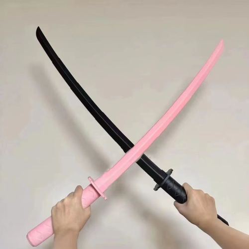 Tiktok Same Warrior Blade 3D Gravity Retractable Sword Plastic Simulation Long Knife Toy Trick Cos Flail Knife Model