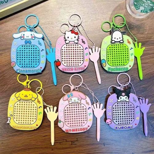 creative new decompression toy magnetic steel ball drawing board keychain cute schoolbag pendant car key chain gift