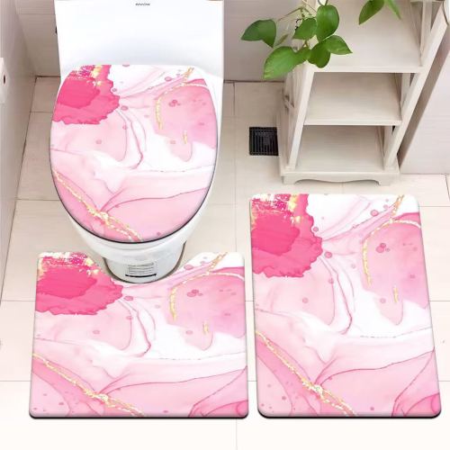HD Toilet Mat Non-Slip Mat Foot Mats Doormat Carpet Toilet Combination Pad 3 Pieces Cover HD Spray Printing Bathroom Mat