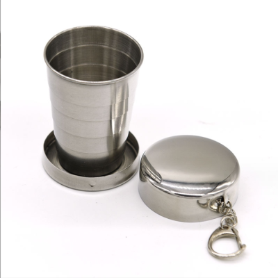 Outdoor Portable Men's and Women's Portable Metal Stainless Steel Retractable Cup Folding Cup Wine Cup Small Size 68G