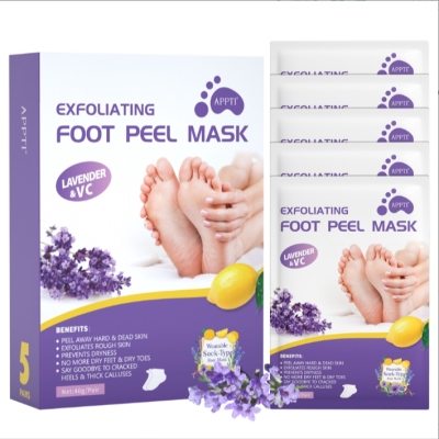 Lavender Exfoliating Foot Mask Foot Mask English Spot Factory Wholesale Foot Peel Mask