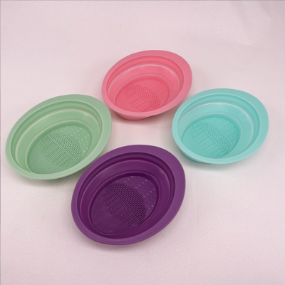 Folding Silica Gel Scrubbing Bowl Facial Treatment Brush Makeup Brush Cosmetic Egg Cleaning Beauty Tools Pad for