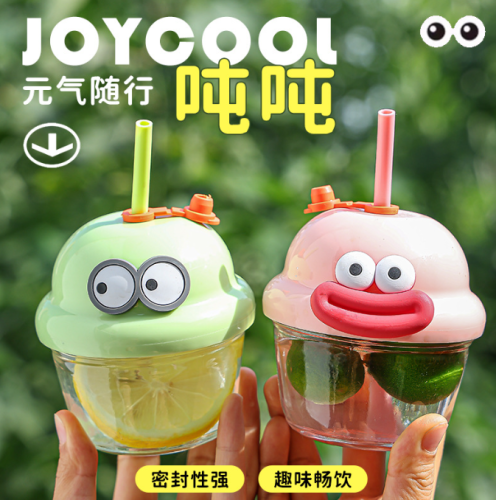 高颜值迷你墩墩杯可爱ins吸管玻璃杯网红卡通咖啡水杯情侣吨吨杯