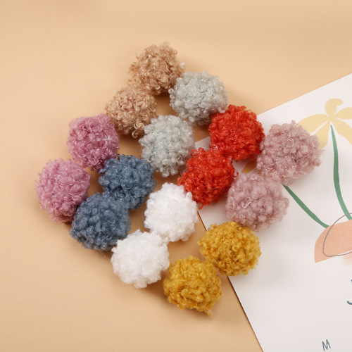 新款2cm彩色毛毛球泰迪手工毛球涤纶泰迪毛绒球服饰圣诞装饰配件
