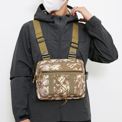   Functional Tactical Backpack Vest Bag Frock Vest Bag Mobile Phone Bag Sports Outdoor Running Chest Bag for Men