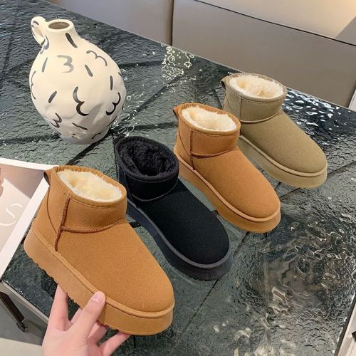 cross-border plus size snow boots women‘s 2023 new thick-soled foreign trade cotton-padded shoes women‘s casual round toe warm booties women‘s wholesale