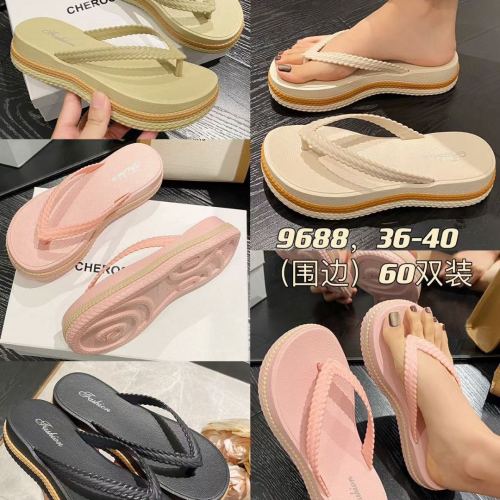 24 new thick-soled fashionable outer wear flip-flops color matching non-slip all-match sandals cross-border hot rhinestone bow m